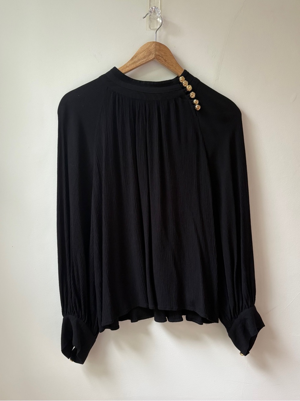 ba&sh Mock Neck with Gold Buttons - Picture 12 of 12